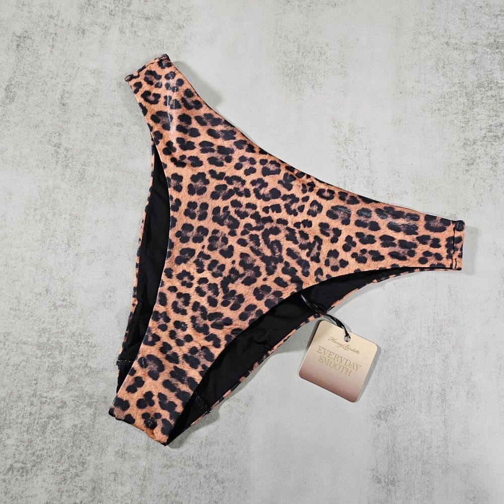 Honey Birdette Everyday Smooths Leopard High Waisted Brazilian Panty Size L